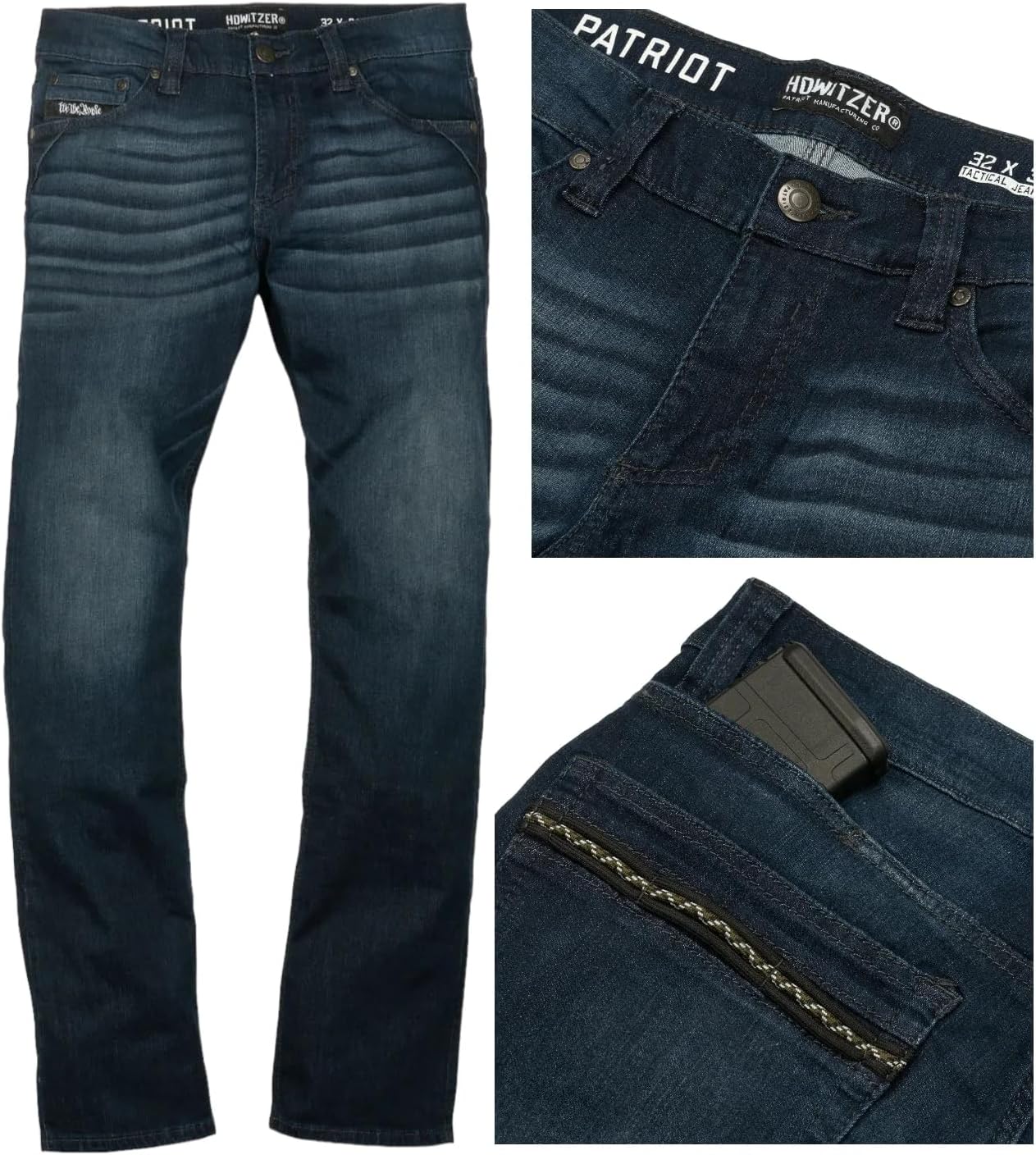 Howitzer Style Men's Denim Jean Patriot Rank Military Grunt 34" Inseam