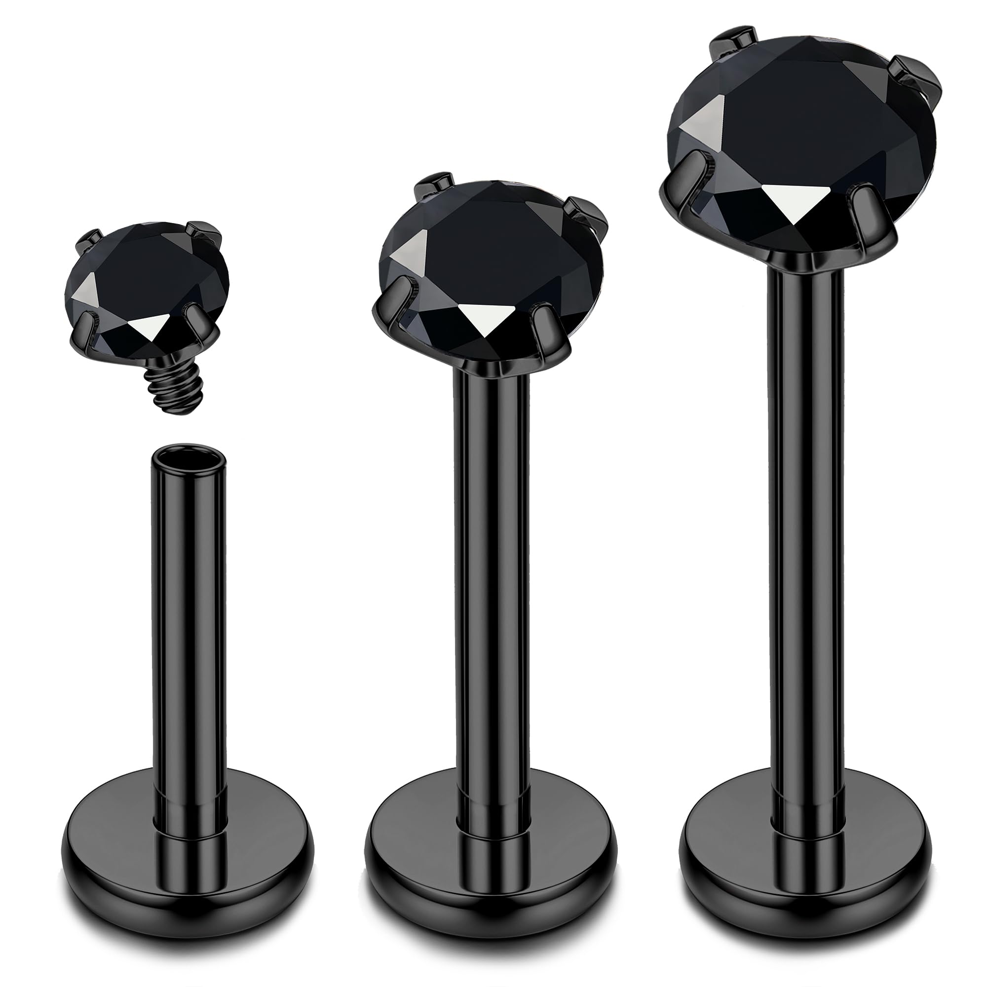 Chriscoco 16G G23 Titanio Piercing Labio Piercing Oreja Piercing Tragus Piercing Nariz CZ Ópalo Labret Monroe Cartílago Helix Piercing 6/8/10MM