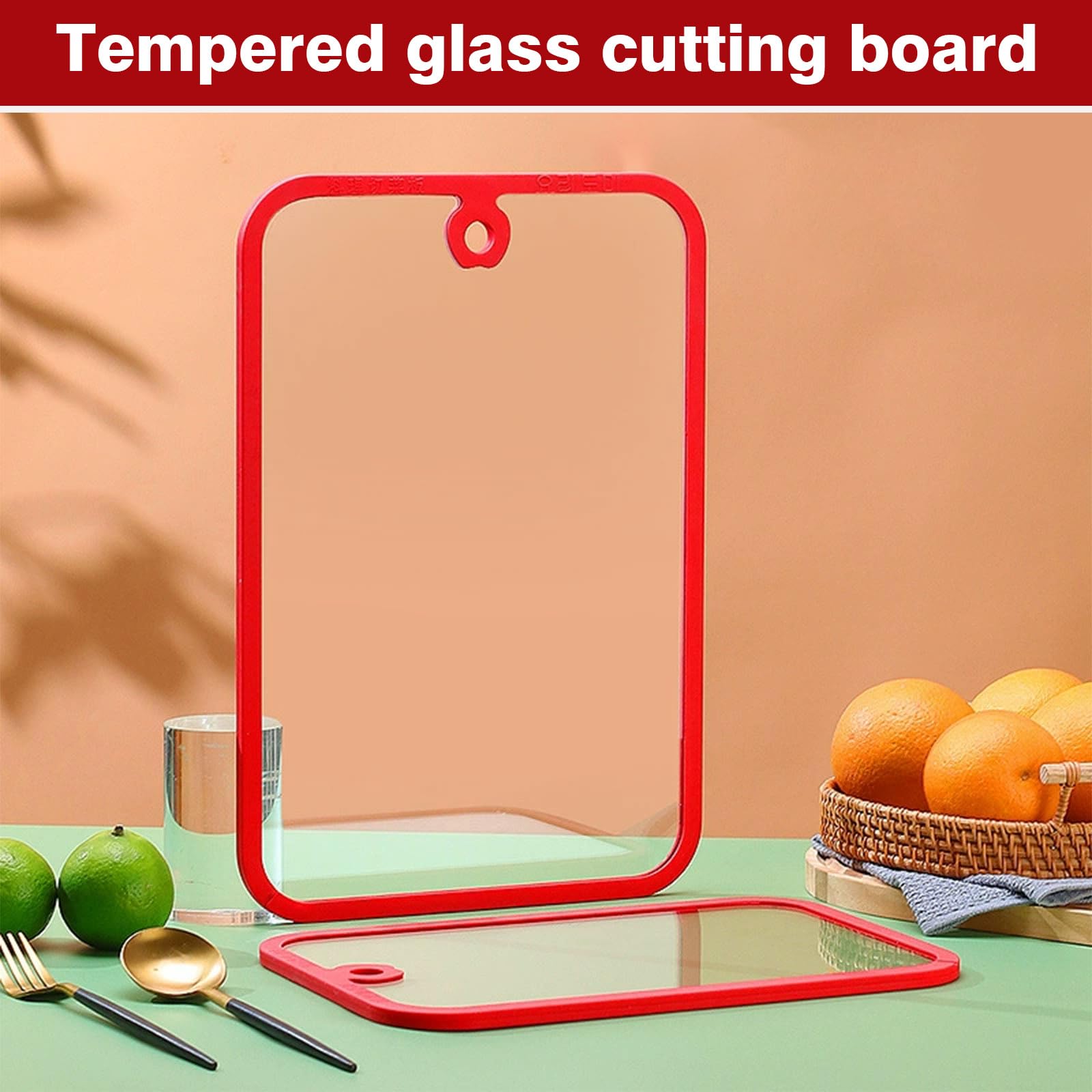 2 tablas de cortar de cristal, con marco de silicona antideslizante, tabla de cortar de vidrio templado, resistente al calor, resistente a los arañazos, placa de cristal higiénica para la cocina (38 x