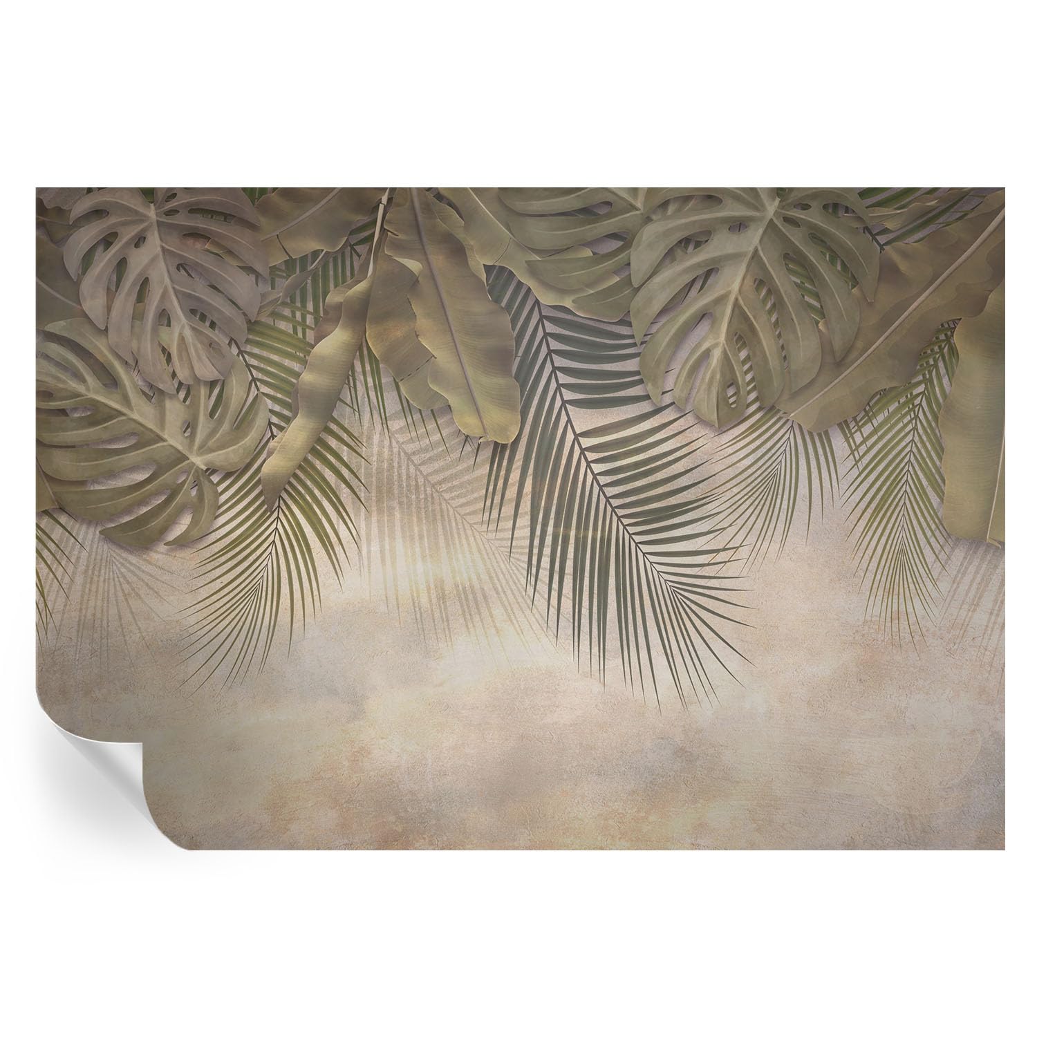 Mural de hojas tropicales 152x104 cm para decoración de salón