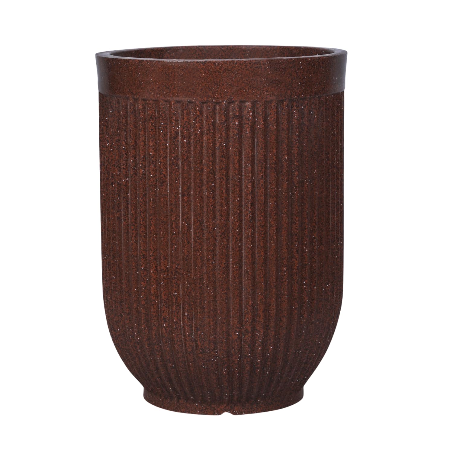 Bonkaso 24 Inch Burj Khalifa Ribbed Planter for Indoor & Outdoor Use | Round Heavy Duty Polymer Flower Pot | Lightweight W...