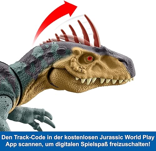 Miniatura 5 de Mattel Jurassic World Gigantic Trackers Neovenator - Figura de acción de dinosaurio, juguete de especies grandes, mordido de ataque, cresta de