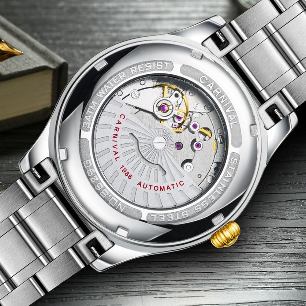 Gosasa Swiss Made Men Luxury Gold Watches,Automatic Analog Display Calendar Week Luminous Gold Stainless Diamond Watches Black