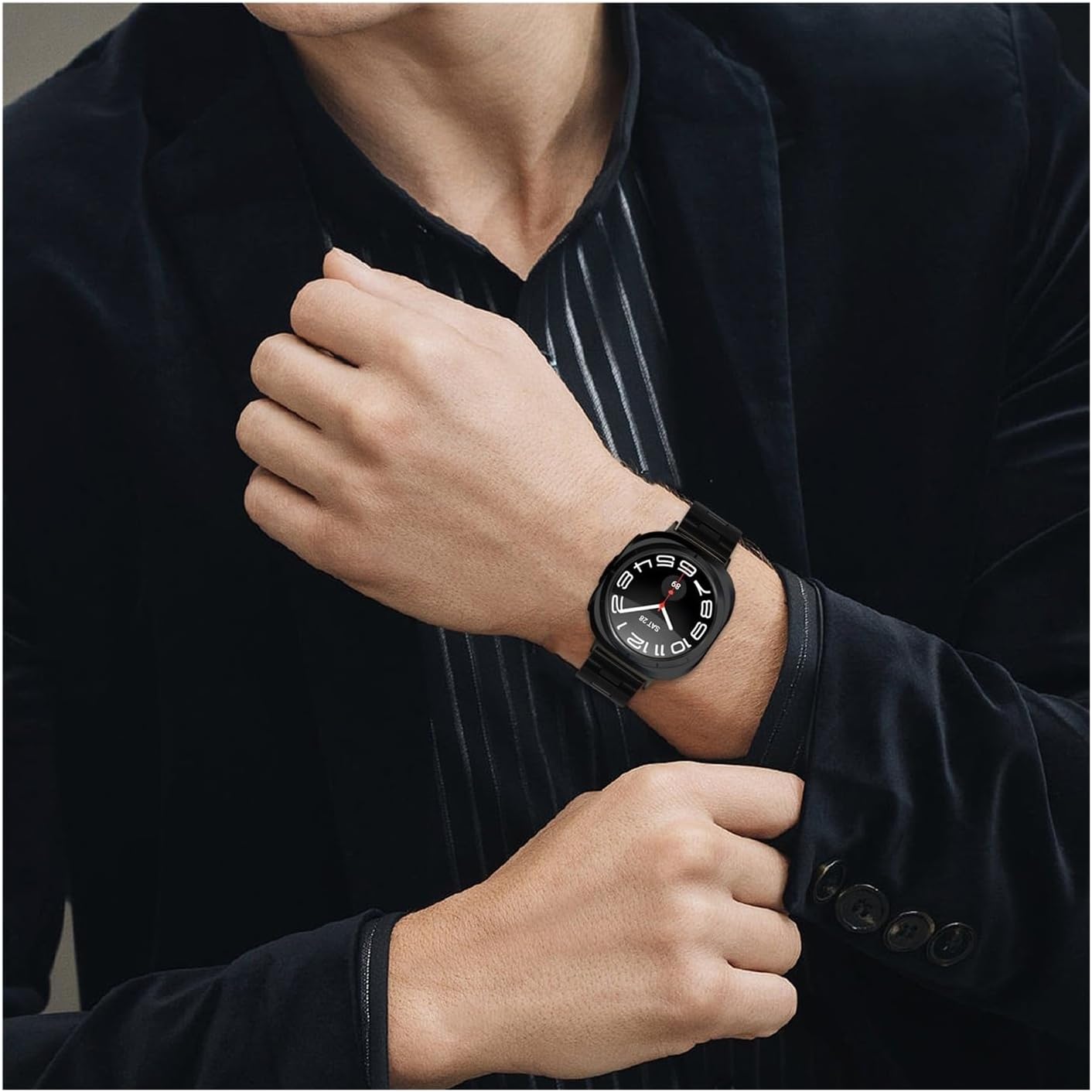 [PLYYQZM] Sam su ng に合う Galaxy Watch 7 Ultra 47MM用H型ステンレススチールバンド、メ