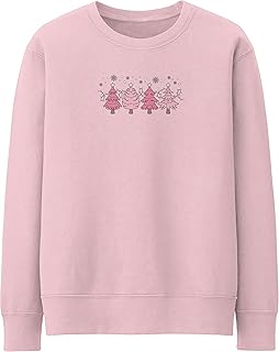 Purple Print House Pink Christmas Trees Womens Sweatshirt La