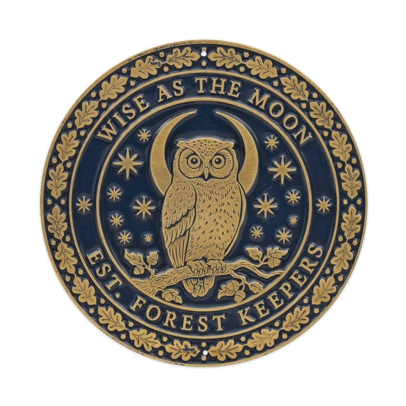 Vintage Owl Moon Metal Tin Sign Plaque