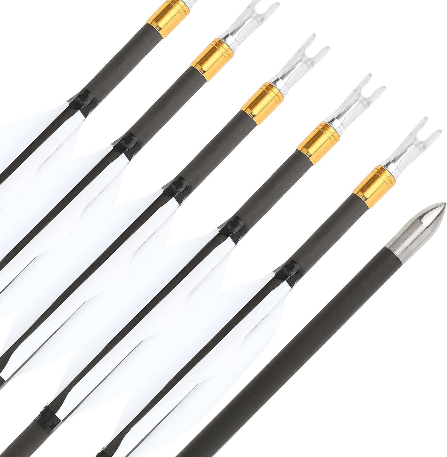 31 Inch Archery Pure Carbon Arrows 1.8" Rotary Feather Target Arrows Spine 700-1000 Competition Arrows for Recurve Compound Bows