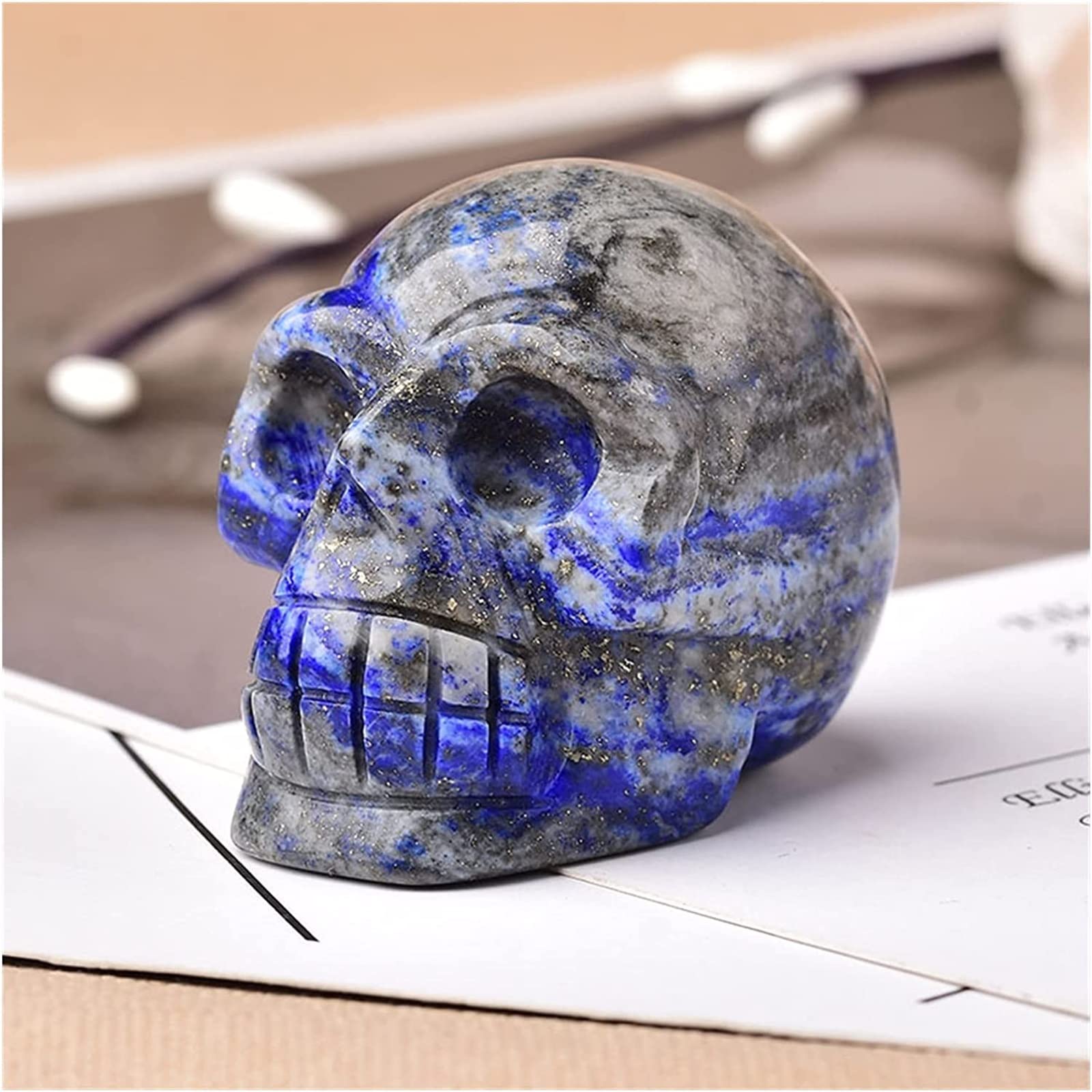 Calavera de piedra curación reiki y cristal natural pulido coleccionable
