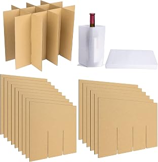 codree 3 Sets Glass Packing Kits- Glass Dividers for Moving Boxes- Glassware Dish Packing Boxes Corrugate Dividers with 36 pcs Foam Pouches Fits 16x12x12 Inch Box (Box Not Included)