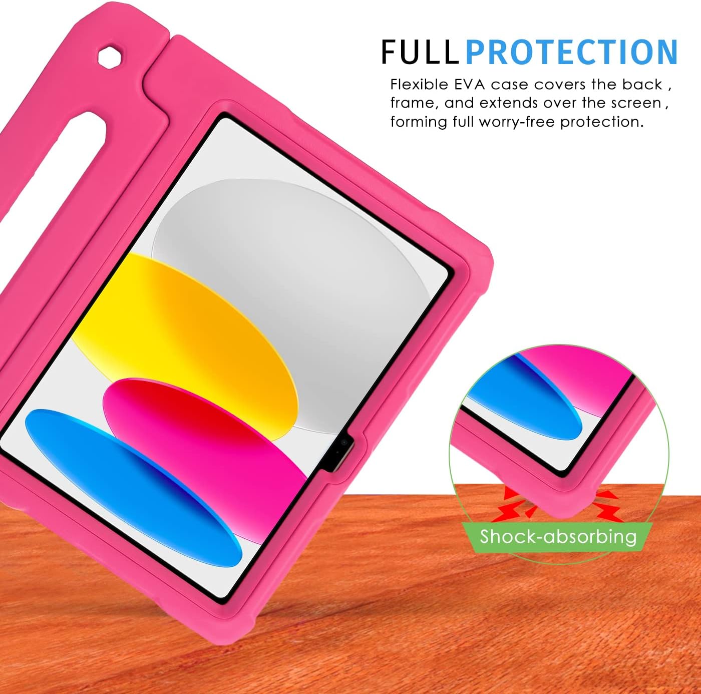 HDE Case for iPad 10th Generation 10.9 inch for Kids with Built-in Screen Protector Shockproof Cover with Multi Angle Viewing Handle Stand Hot Pink