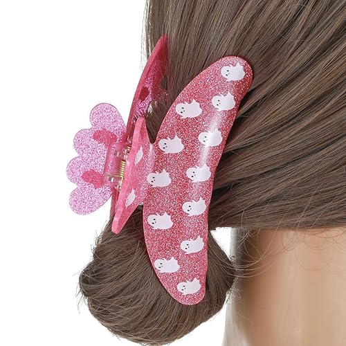 Miniatura 6 de Pinzas para el cabello de Halloween, 1 pinza de fantasma rosa, antideslizantes, de sujeción fuerte, pinzas grandes y espeluznantes para cabello