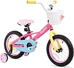 JOYSTAR 12 & 14 & 16 Inch Enfants Vélo avec roues d'entraînement pour 2-7 ans Filles, Filles Rainbow Bikes Bicycles, Macarons