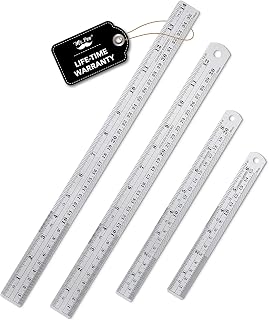 Mr. Pen Steel Rulers Set: 6, 8, 12, 14 Inch Metal Straight Edges, Pack of 4 - Durable Stainless Steel Precision Measuring