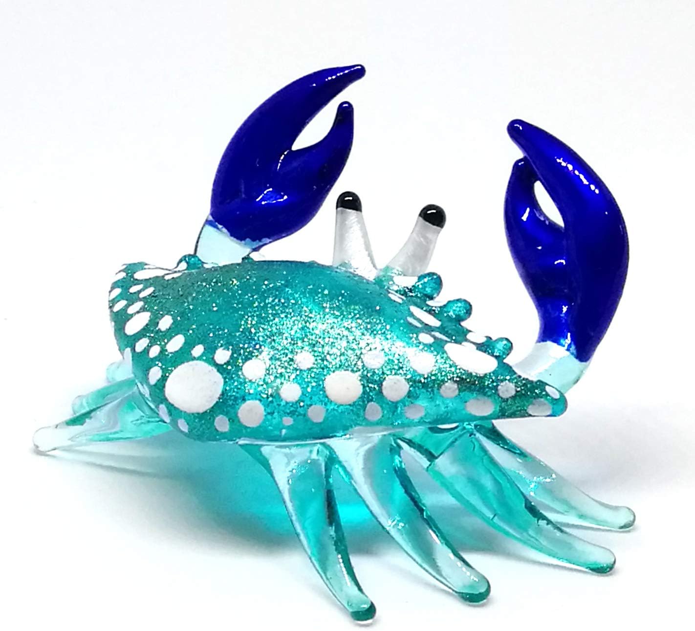 Blown Glass Blue Crab Figurine Handmade Miniature Ornament Aquarium Marine Collection image 2