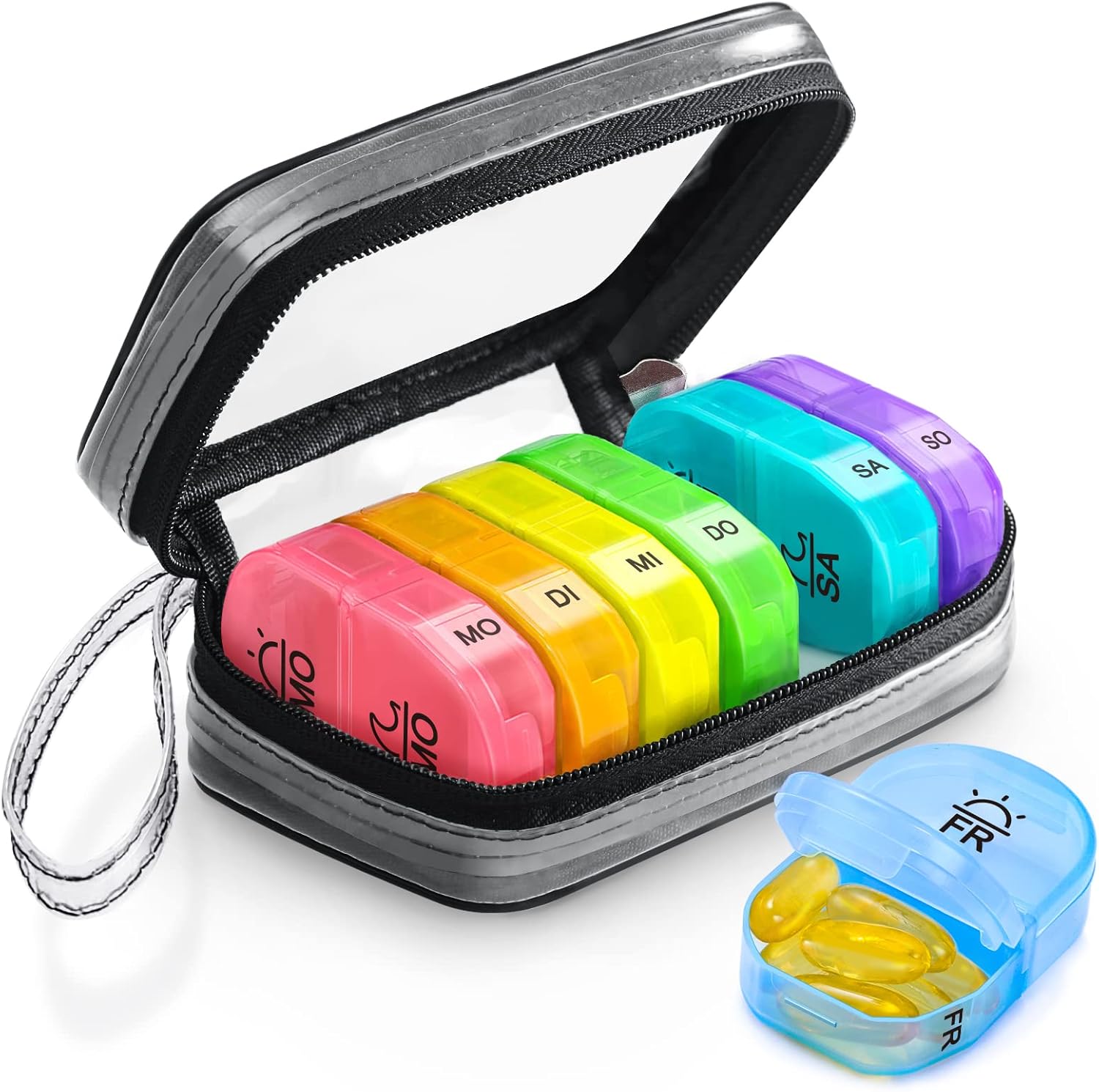 AUVON Tablettenbox 7 Tage Morgens Abends mit Transparent Tasche ...