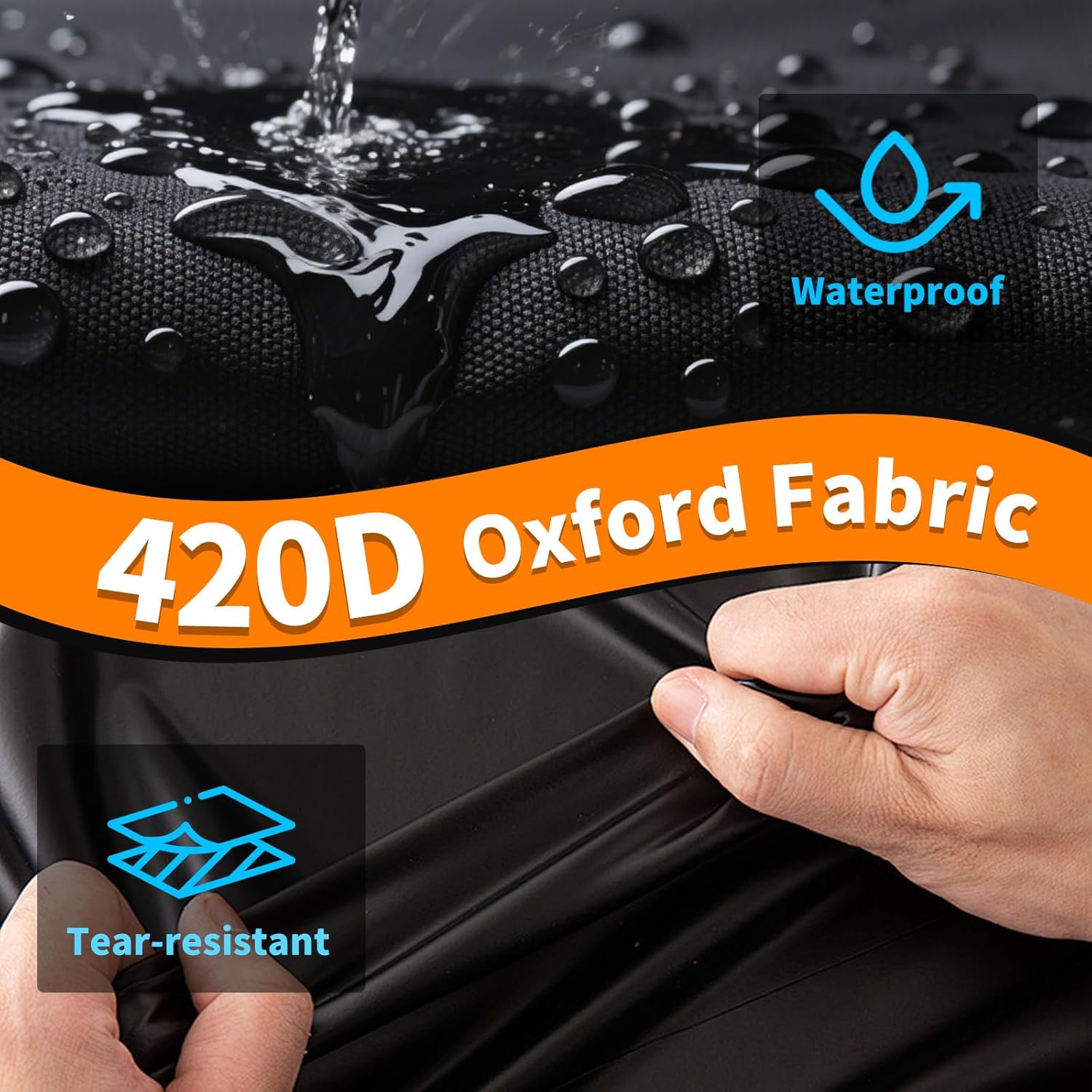 Motorcycle Cover, 110 Inch with Side+Top Box Touring Models Specific Vehicle Cover Storage Suitable for Harley-Davidson Ultra Limited, Road Glide Limited, Gold Wing, Road Master Orange