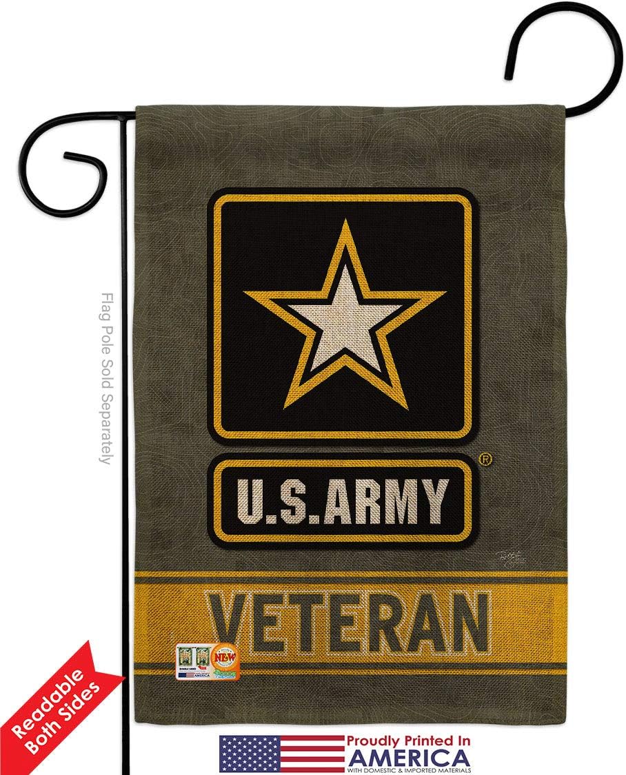 US Army Veteran Burlap Garden Flag - Pack Armed Forces Rangers United State American Military Retire Official USA Vintage Applique - House Banner Small Yard Gift Double-Sided Made in 13 X 18.5