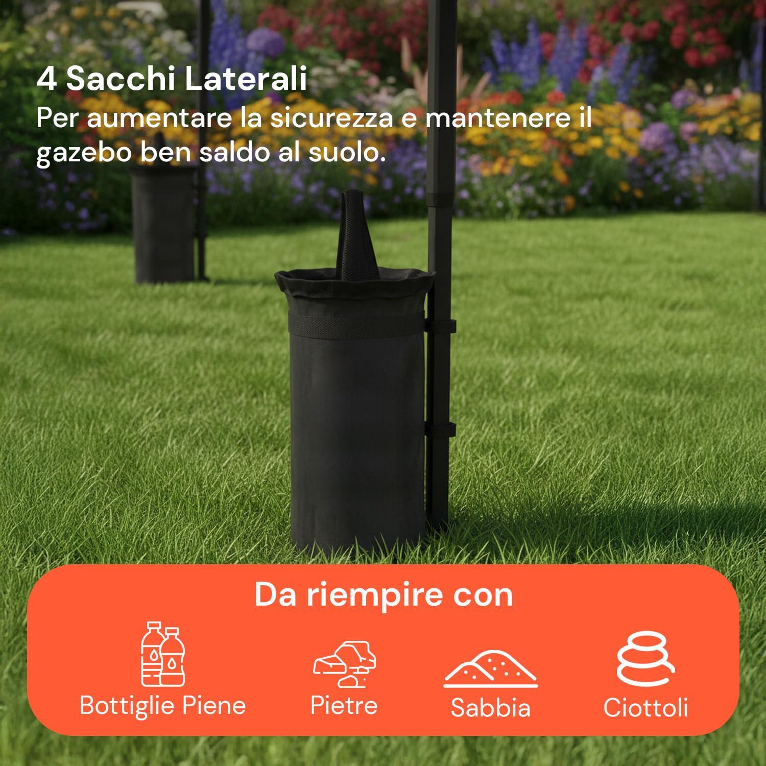 Gazebo Pieghevole Impermeabile 3x3 Beige Oxford 600D PVC Struttura Rinforzata per Giardino