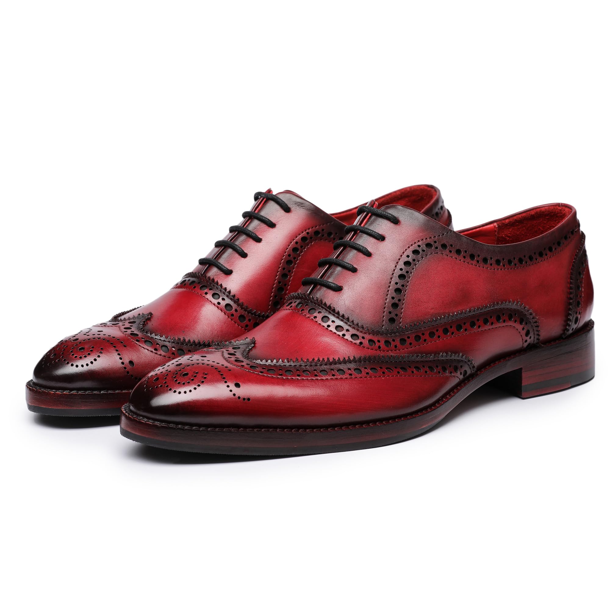 靴 Lantz C wingtip brogue shoes Austria 6.5 Leather Lace-UP Wingtip Oxford Shoes For Men