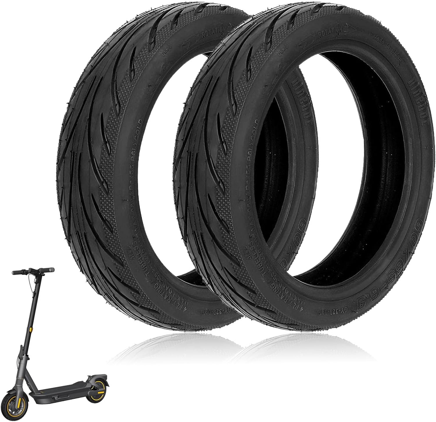 60/65-6.9 Tubeless Tire for Segway Max G2 G65 F3 F3 Pro Electric Scooter, 10 Inch Front Rear Wheel Replacement Rubber Tires, Non-Slip, Shockproof (2 Pcs)