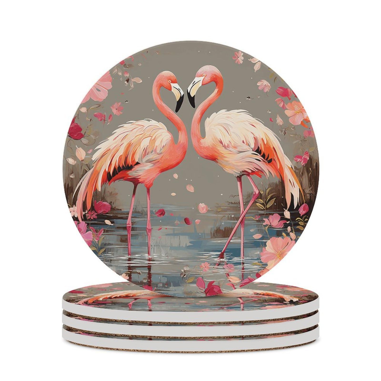 Dessous de verre en céramique florale : élégance et liège protecteur