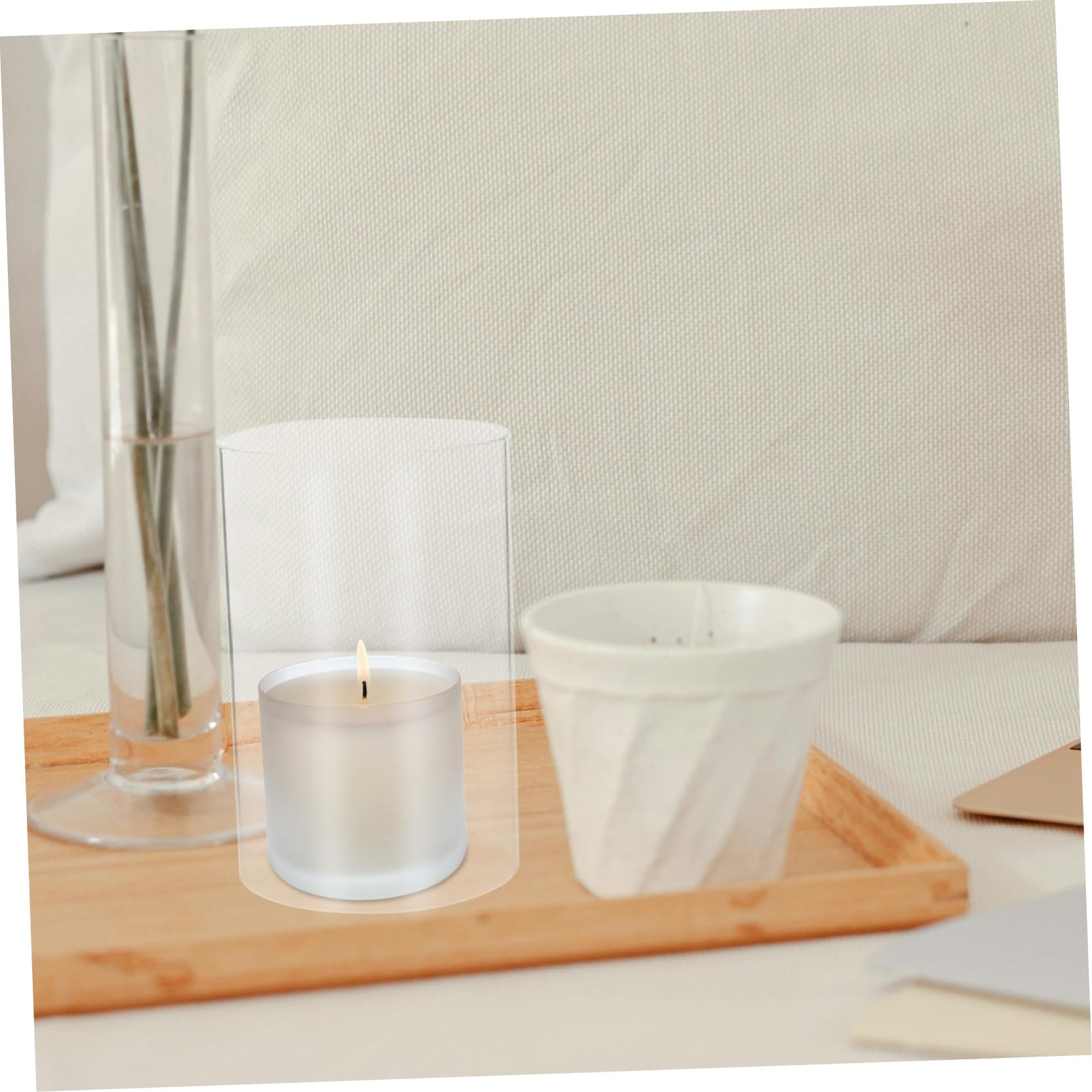 2pcs Bougeoirs en Verre Cylindriques Transparents pour Bougies Piliers, Design Simple et Élégant, Résistant Vent, pour Décoration et DIY