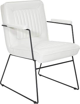 OSP Home Furnishings GT Faux Leather Accent Chair with Padded Armrests and Metal Frame, White