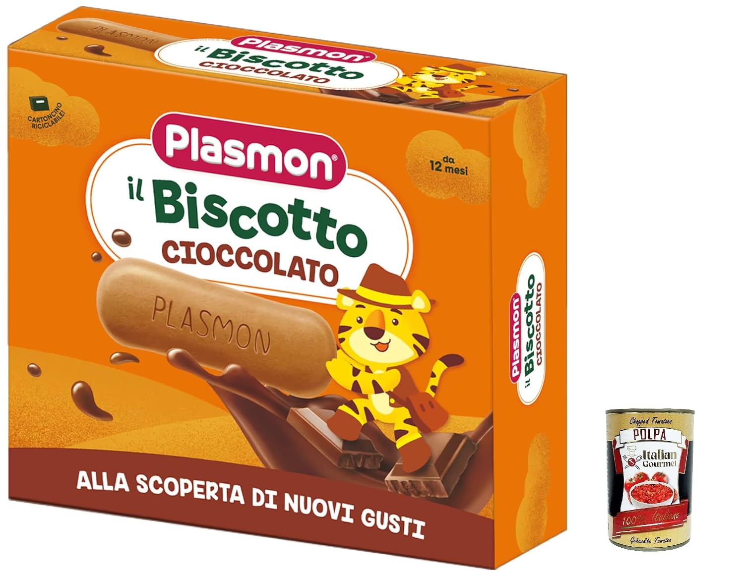 6 x Plasmon Biscotto al cioccolato 12 m + 320 g + Italian Gourmet polpa 400 g