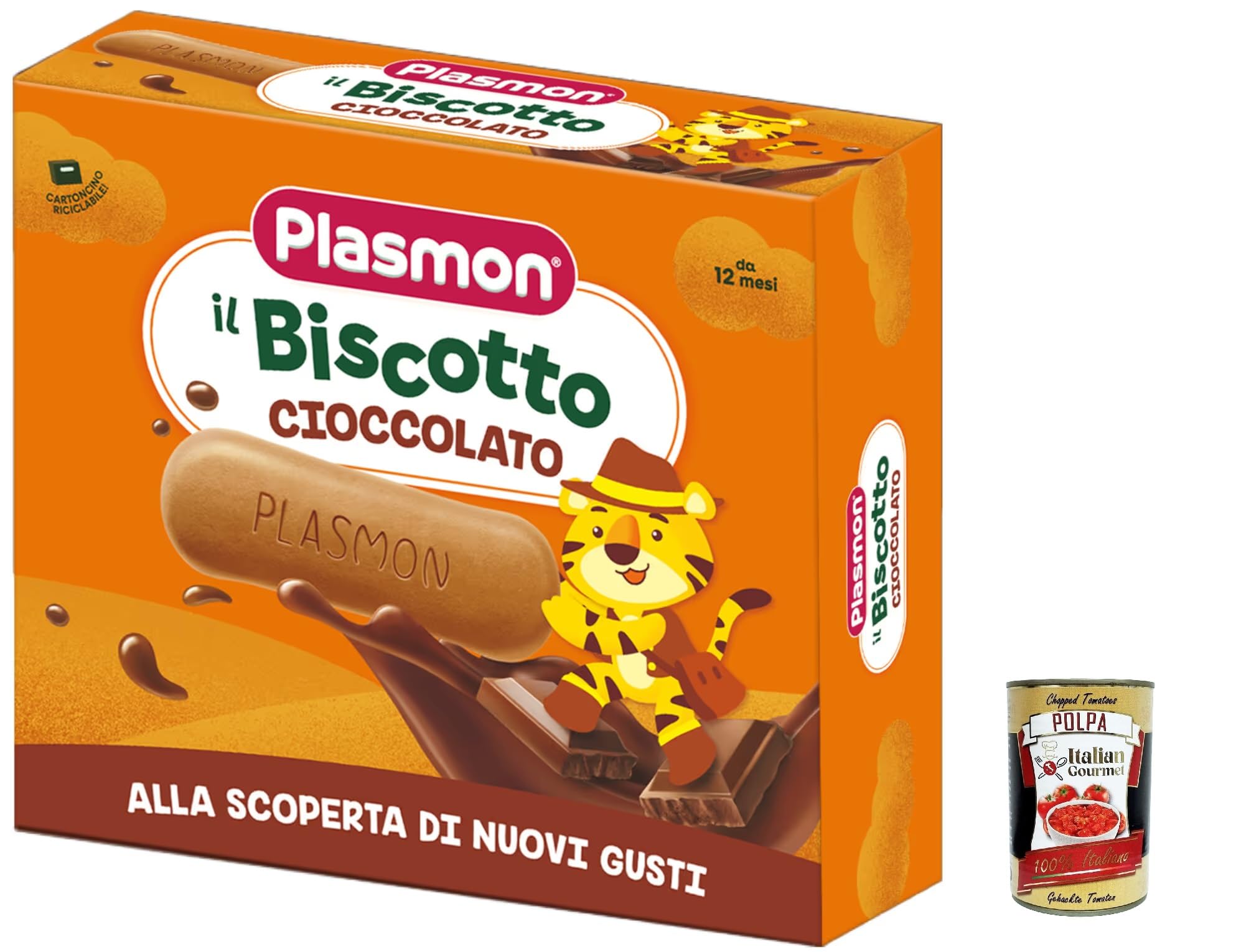 3x Plasmon Biscotto al cioccolato 12m+ 320 g + Italian Gourmet polpa 400g