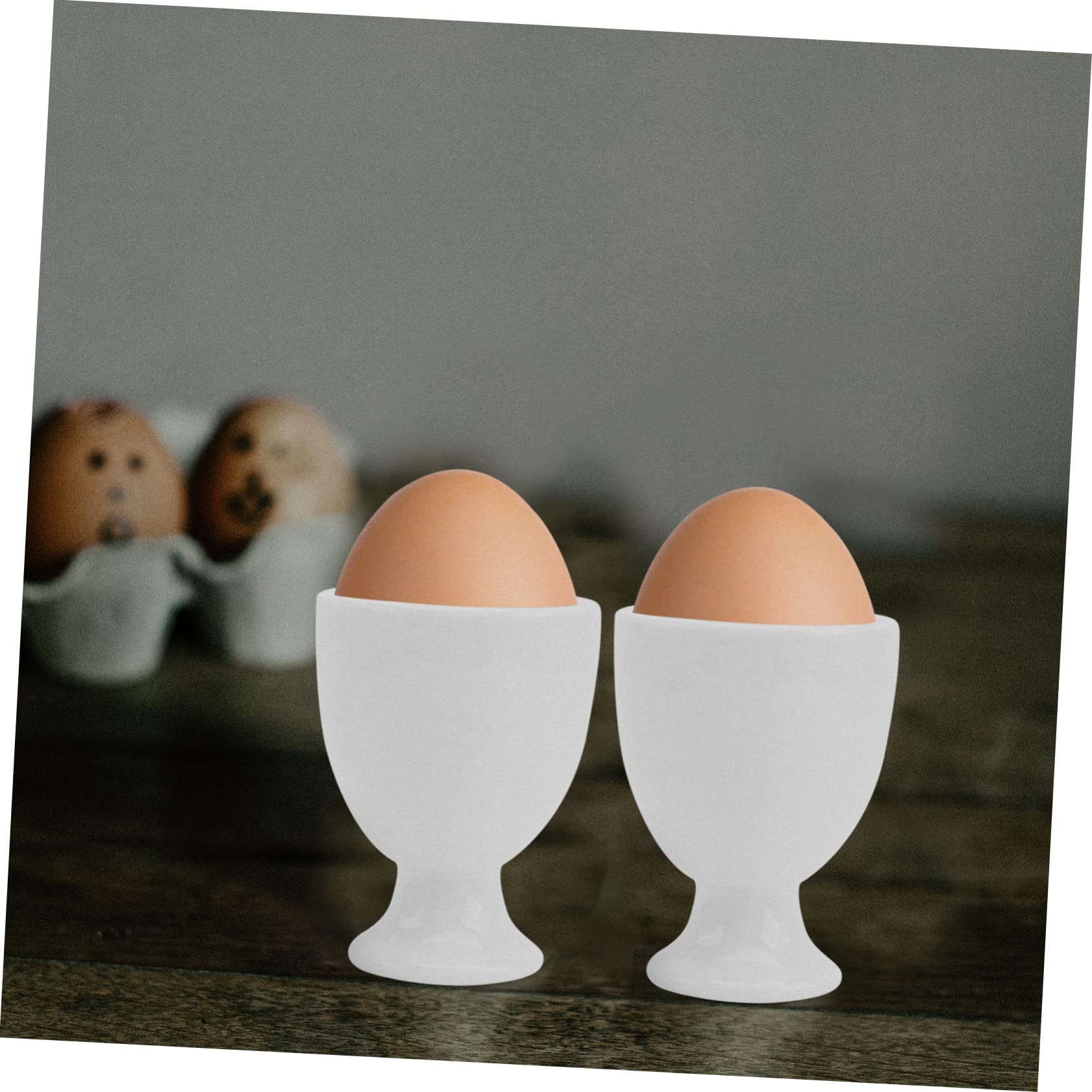 PRETYZOOM 6pcs Ceramic Egg Tray Egg Cup Breakfast Egg Holders Egg Stands Holders for Egg Cups for Egg Ceramics White