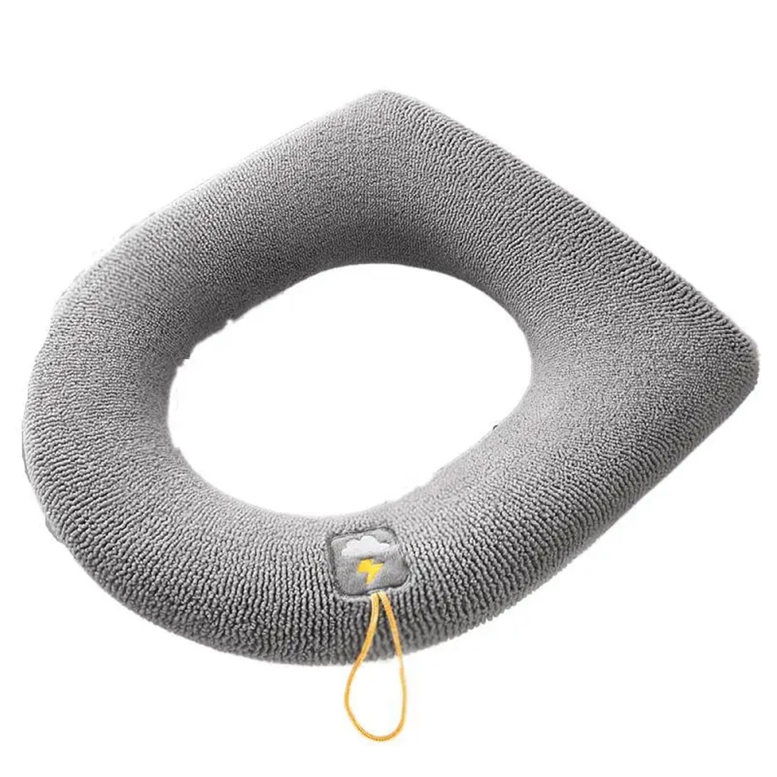 PADGCNOR Soft Toilet Seat Cushion Toilet Seat Cover Mat Bathroom Pad Cushion With Handle Thicker Soft Washable Closestool Warmer Accessories(Grey)