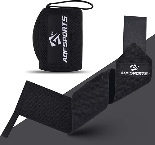 Miniatura 6 de AQF Muñequeras para levantamiento de pesas Aprobado por USPA e IPL de 18 pulgadas con bucle para el pulgar Correas de muñeca de levantamiento de