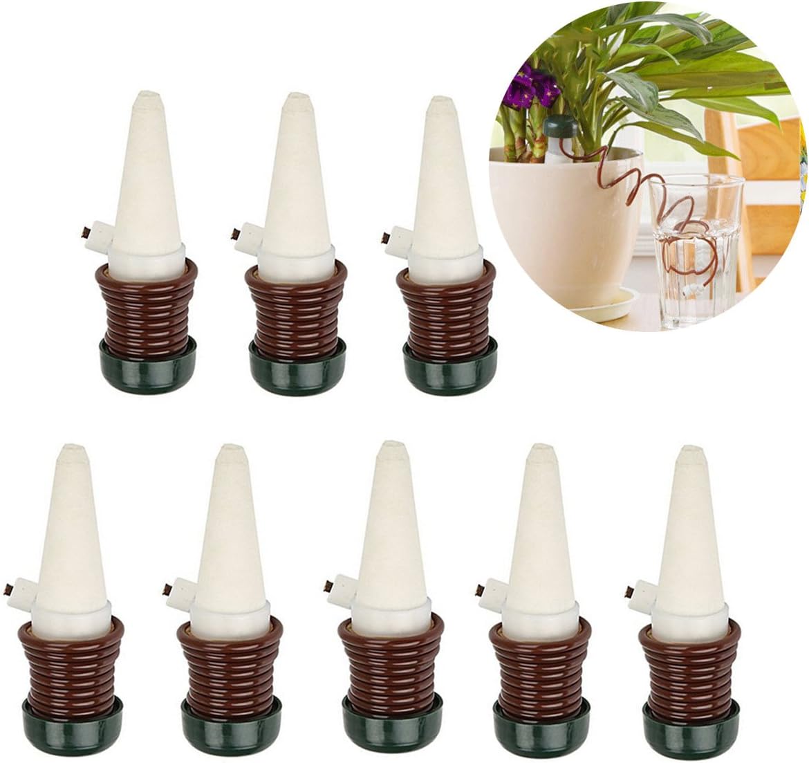 Amadear Plant Watering Spikes,8 Pack Indoor Automatic Watering System Drip Irrigation Equipment Tool for Plant Waterer Ceramic Probes Houseplant Spikes Self Watering