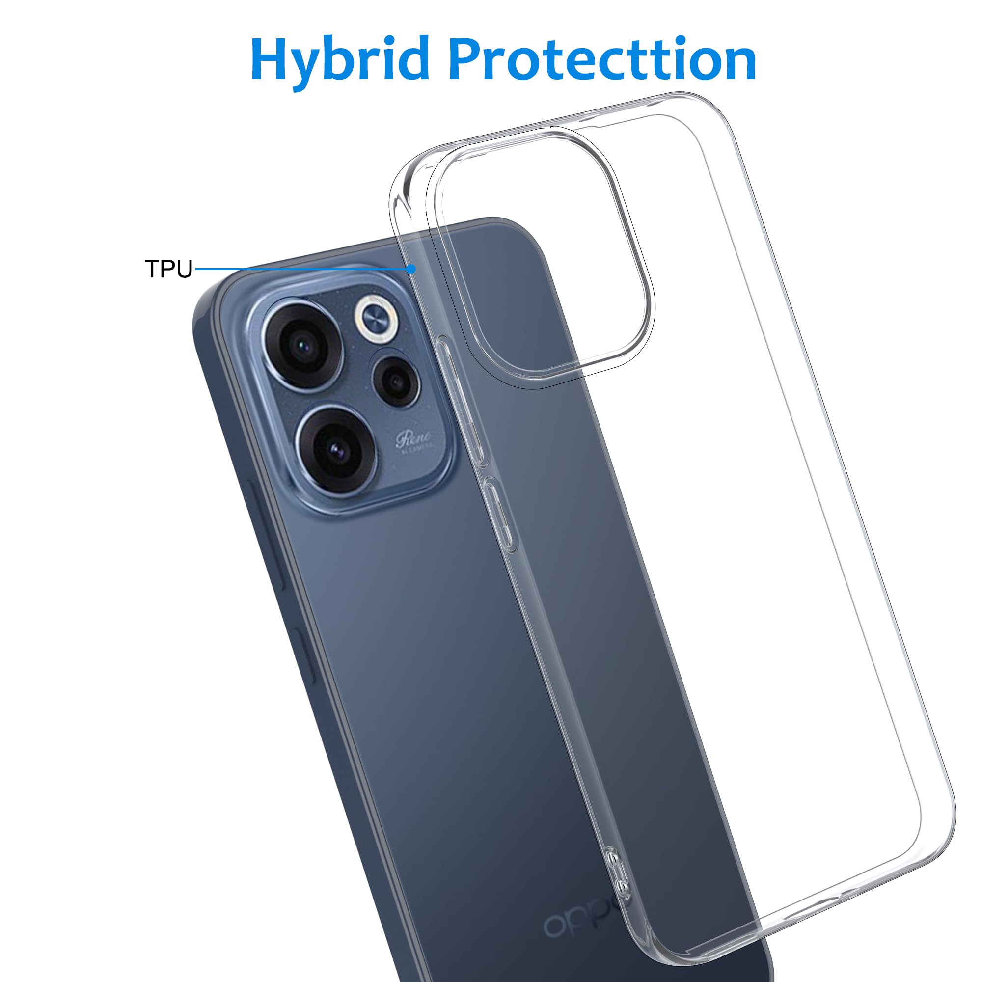 CAUHENYEE Trasparente Cover per OPPO Reno 15 F / 15 Fs 5G / 4G Custodia, con 1 Pezzi Schermo in Vetro Temperato, Cover Sottile e Morbida in TPU Trasparente