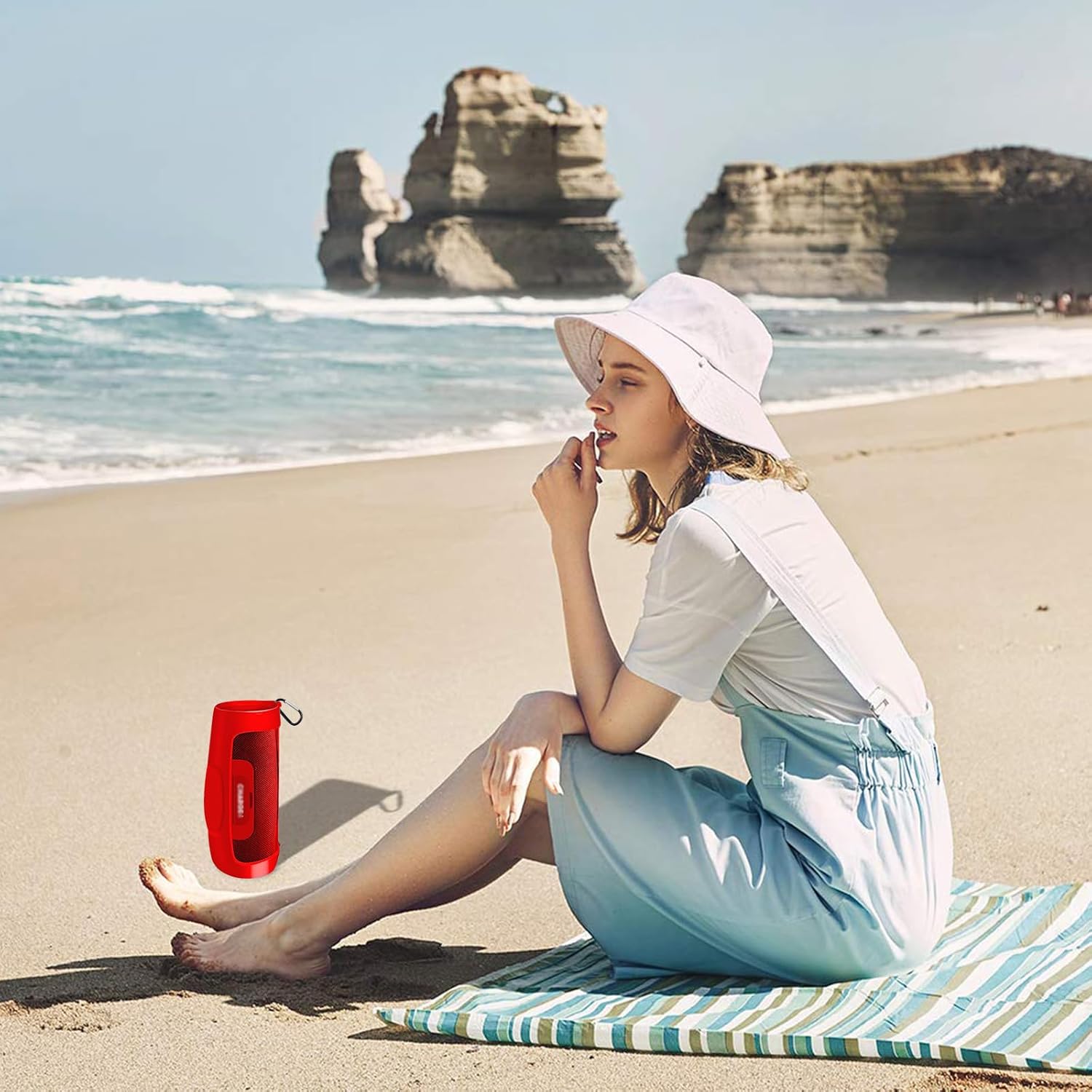 Silicone Case Cover for JBL Charge 4 Portable Waterproof Wireless Bluetooth Speaker, Travel Gel Soft Skin,Waterproof Rubber Carrying Pouch with Strap (Red) - Image 5