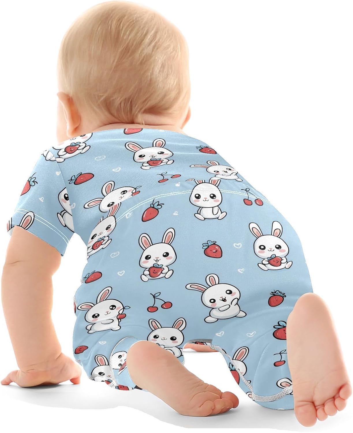 vvfelixl Baby Clothes Bunnies Strawberry Baby Bodysuits Set Unisex Short Sleeve Babys Pants Sets 0-3M