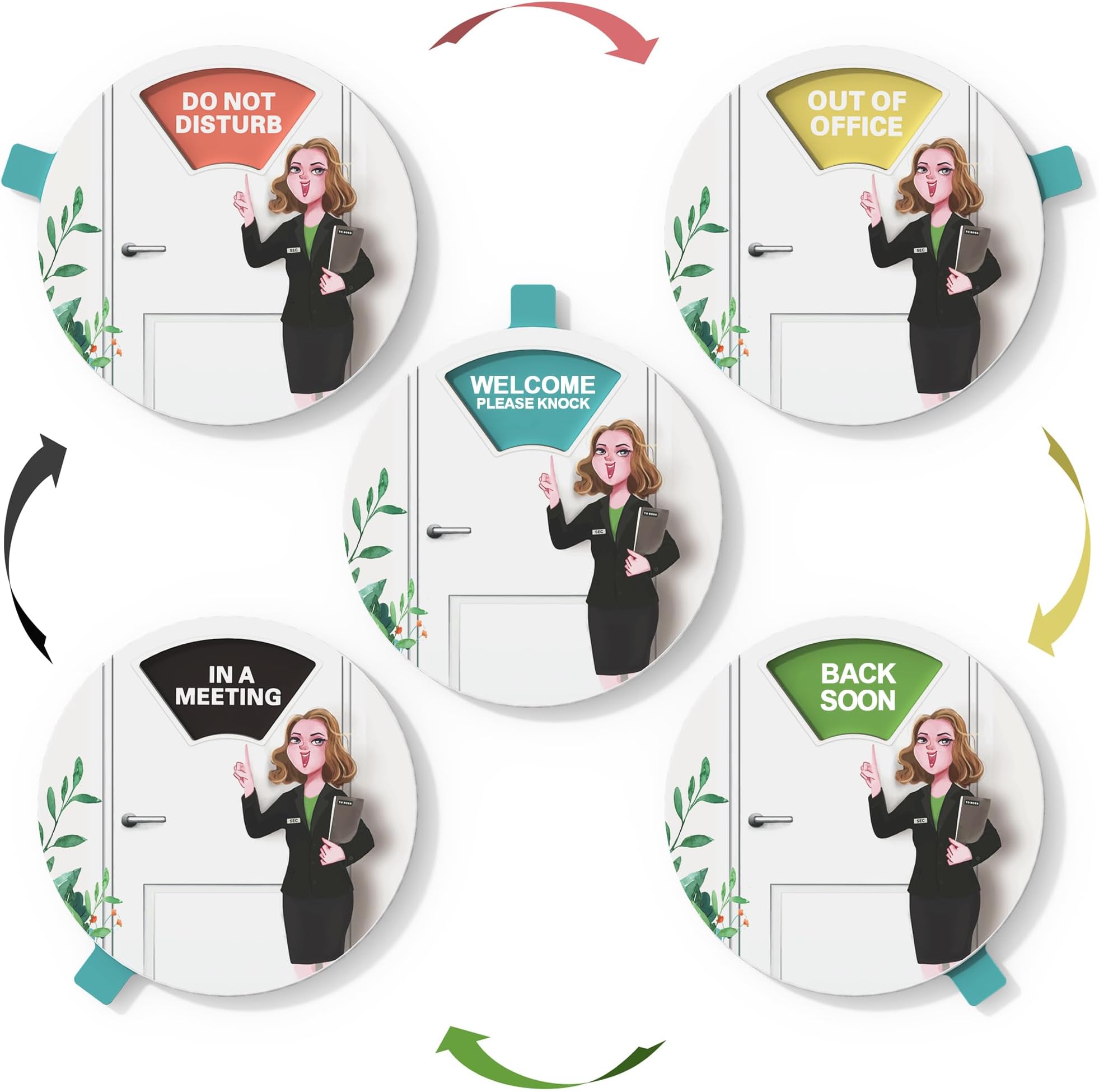 DuvlietOffice Door Signs, Do Not Disturb Sign, Come In Sign, Please Knock Sign, Out of Office Sign, In A Meeting Sign, Perfect Partner for Office and Home Office (Assistant)