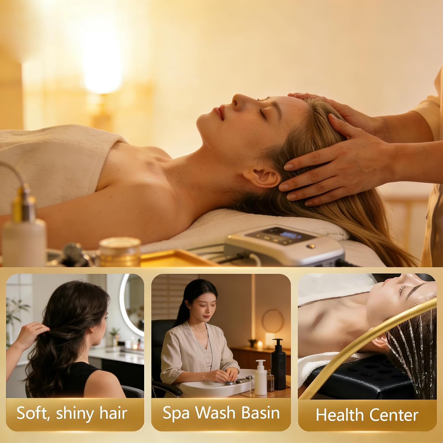 Portable Head Spa Shampoo Station with 60L Water Tank,Water-Electricity Separation, Mobile Hair Washing Basin with Optional Steam Function for Beauty Salons, Barber Shops & Home Use, White