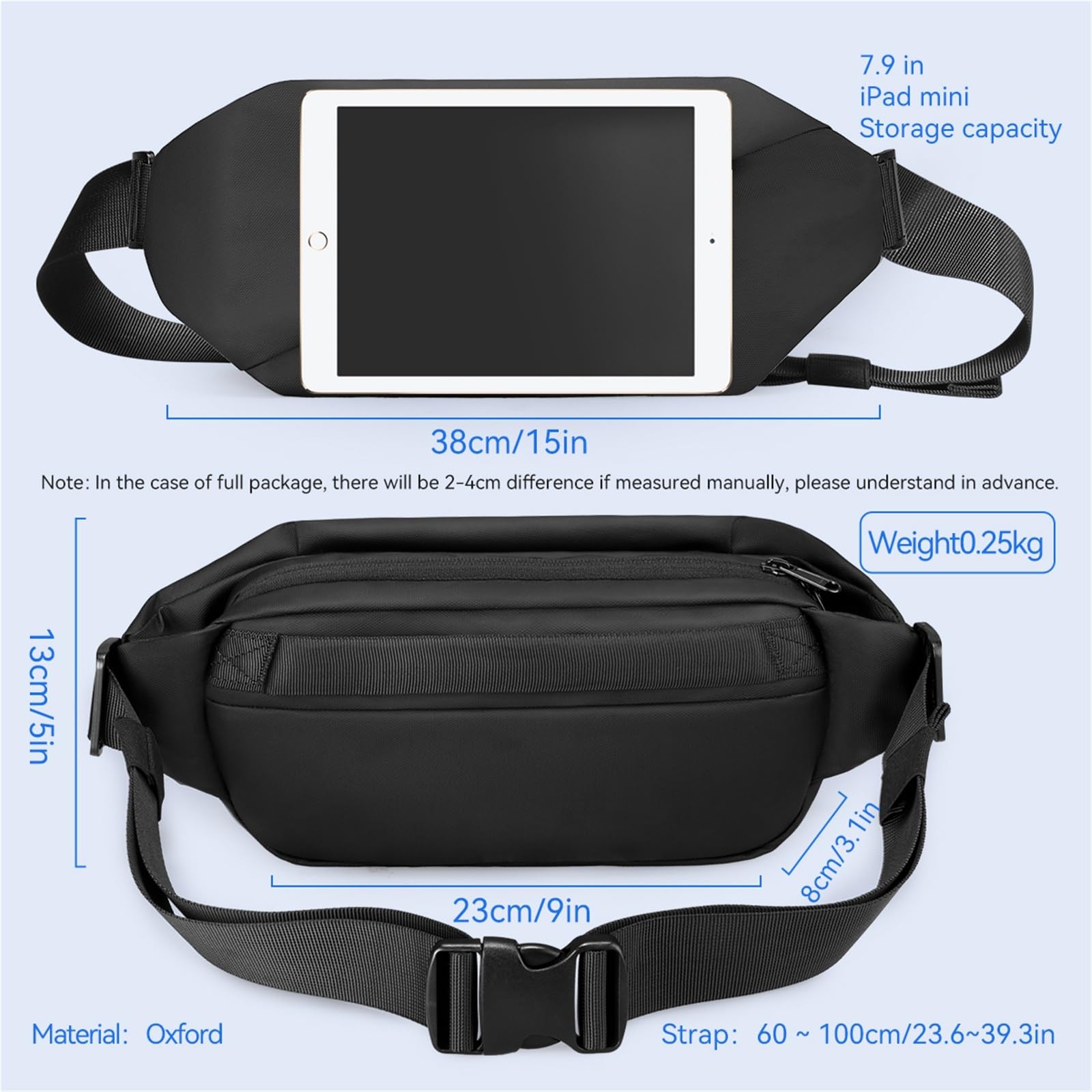 Fanny Pack dla mężczyzn i kobiet – wodoodporna torba antykradzieżowa z wieloma kieszeniami, saszetka biodrowa i torba na klatkę piersiową crossbody, na podróż, siłownię, wędrówki, jazdę na rowerze