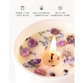 AOOVOO Lavender Candles Set for Women - 4 Pack Candles for Home Scented, Aromatherapy Candle with Crystals Inside, 28 oz 200 Hour Long Lasting, Birthday Gifts Mothers Day Candle for Women Mom