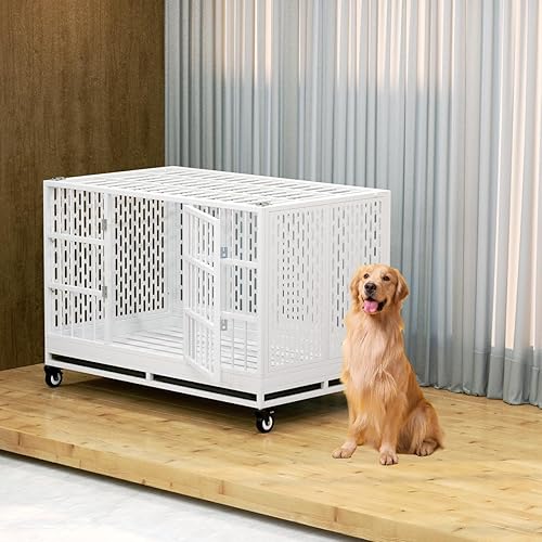Miniatura 7 de Jaula resistente para perros de 48121,9296,52 cm con ruedas, jaula plegable de metal para perros grandes y medianos, jaula extra grande XL XXL