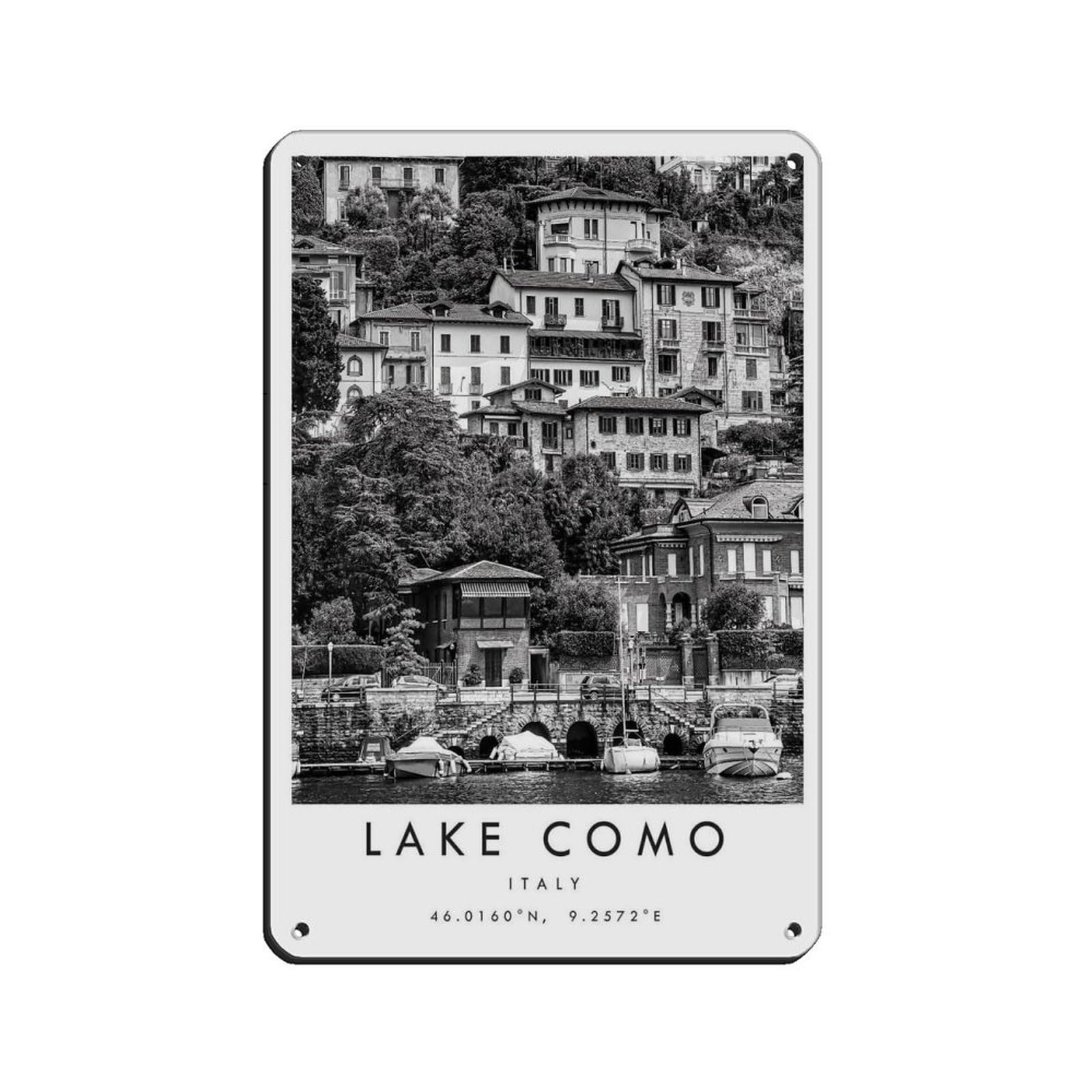 Lake Como Travel (2) Retro Poster Metal Tin Sign Chic Art Retro Iron Painting Bar People Cave Cafe Family Garage Poster Wall Decoration 8x12inch(20x30cm)