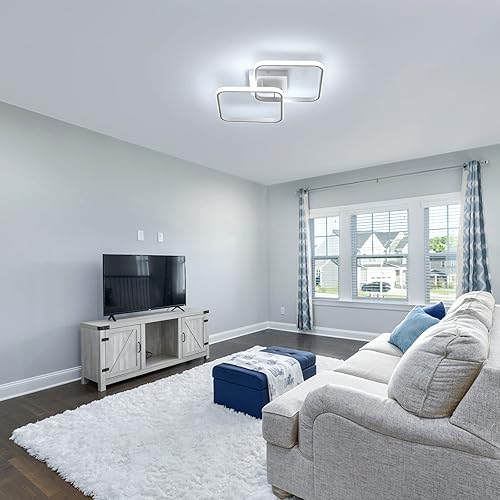 Miniatura 6 de DELIPOP Lámpara de techo LED moderna cuadrada de 23 pulgadas, iluminación empotrada de 42 W 6500 K, lámpara de techo acrílica para pasillo, sala de