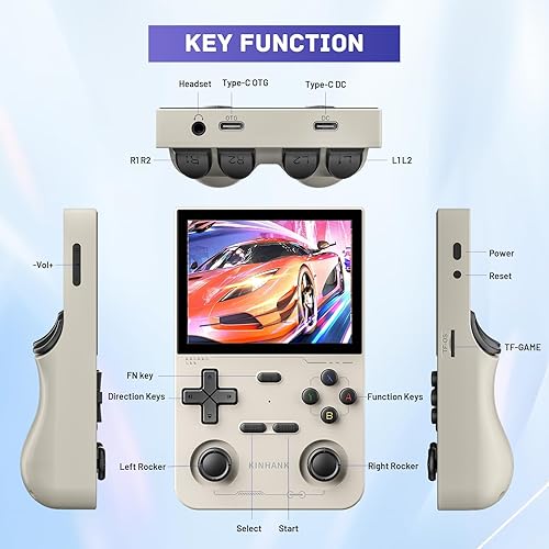 Miniatura 6 de Kinhank K36 - Consola de juegos retro portátil con más de 9000 juegos, mini consola de juegos retro con tarjeta TF de 64 GB, consola de juegos