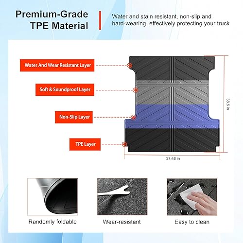Miniatura 5 de powoq Tapete de caja de camioneta de 5.5 pies compatible con Ford F150 2015-2026, forro de caja de camión, protección para todas las estaciones