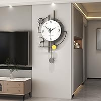 FLEBLE 32 Inch Extra Large Silent Pendulum Wall Clock - Modern Black Deer Design for Living Room, Bedroom, Office Decor