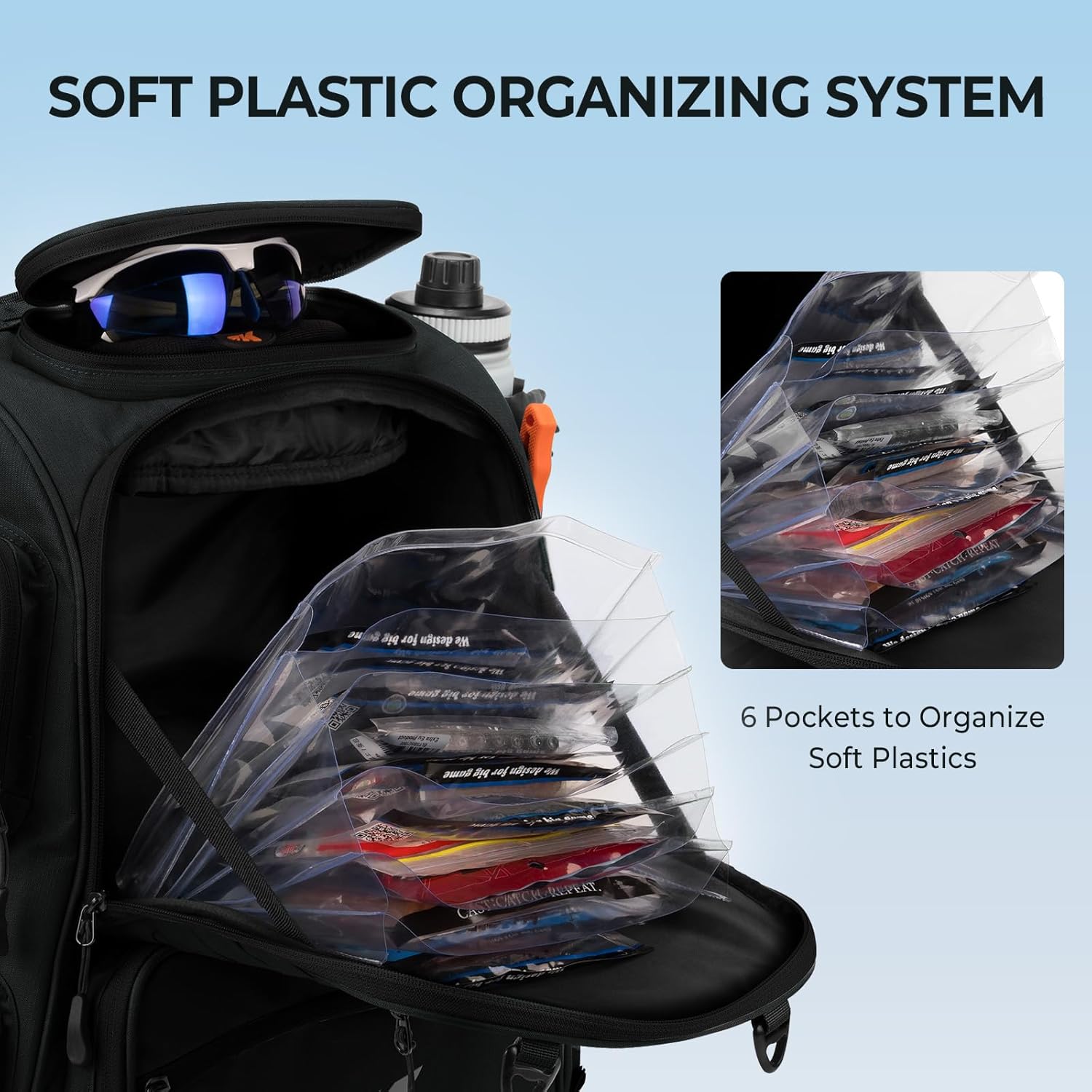 KastKing Bait Boss Fishing Tackle Backpack with Rod Holders-4 Tackle Boxes-Rain Cover,45/43L Large Storage for Fishing Gear