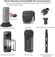 Vista 7 de PellKing Kit de accesorios para Insta360 X5, incluye funda de transporte con cinturón, trípode para selfie stick de 53.1 in, abrazadera de manillar