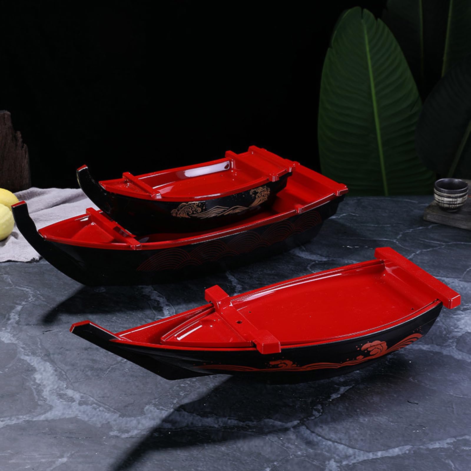 Assiette à sushis en forme de bateau - Plateau de service créatif pour la maison et le restaurant