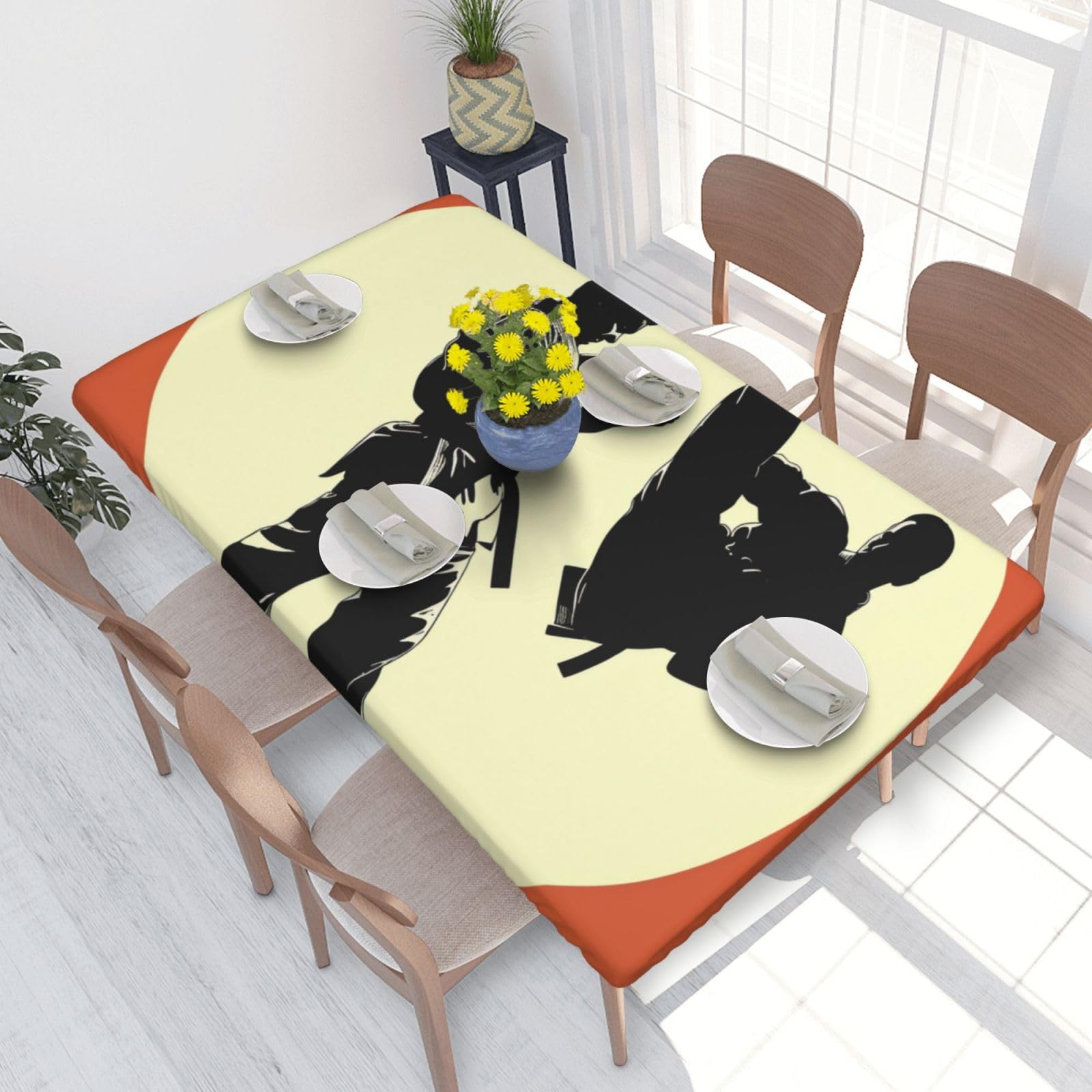 WPKJU Taekwondo Design Printed Tablecloths 4ft Rectangular Table Covers Washable Polyester Decorative Table Cloth for Dining Table Picnic Wedding
